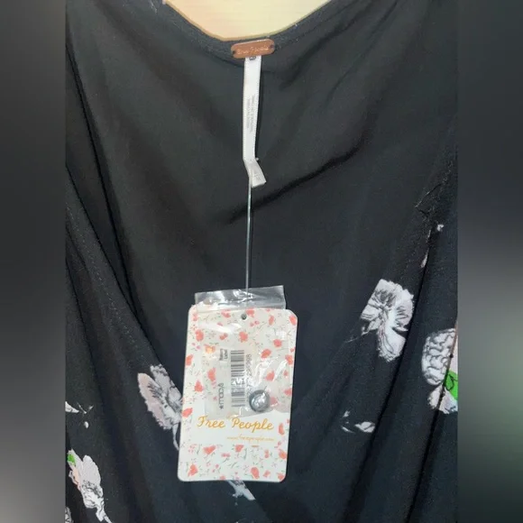 Free People So Sweetly Floral Black Midi Dress with Slit - Picture 8 of 8